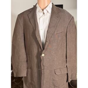 Brunello Cucinelli Brown Linen Blazer Sport Jacket 54 44R US Unstructured